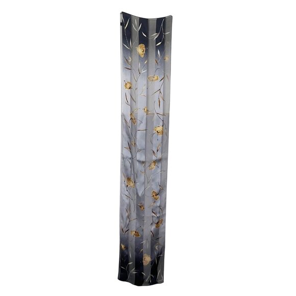 ECHO Women's Floral Stripe Print Neutral Tones Oblong Scarf 100% Silk - Picture 5 of 5